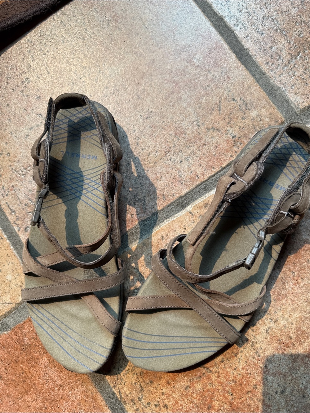 Women's Merrill Brown Strappy Comfort Sandals, new, size 8